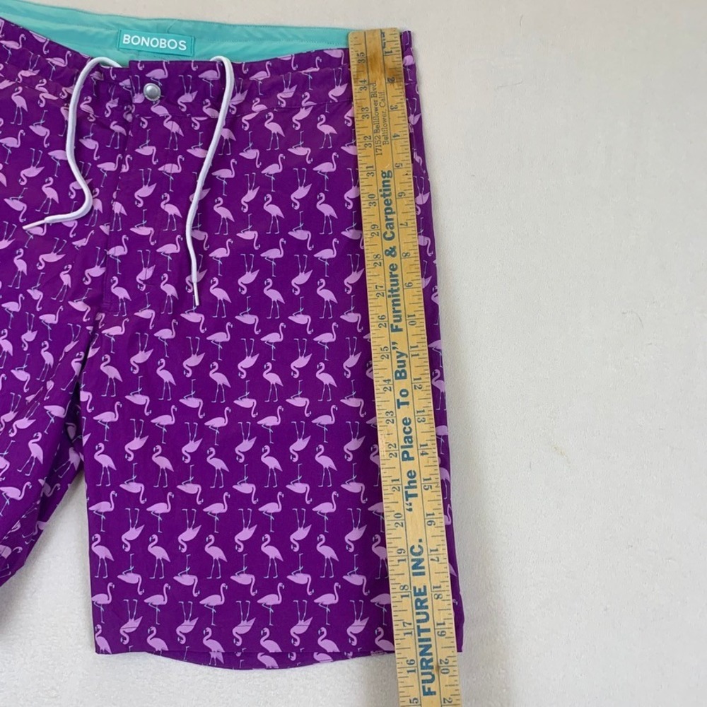 Bonobos Mens Flamingo‎ Print Swim Trunks Purple 9 Inch Inseam Size 34 - Picture 3 of 9